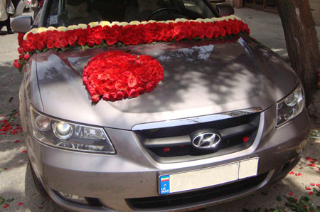 تزیین ماشین عروس, تزیین ماشین عروس با گل